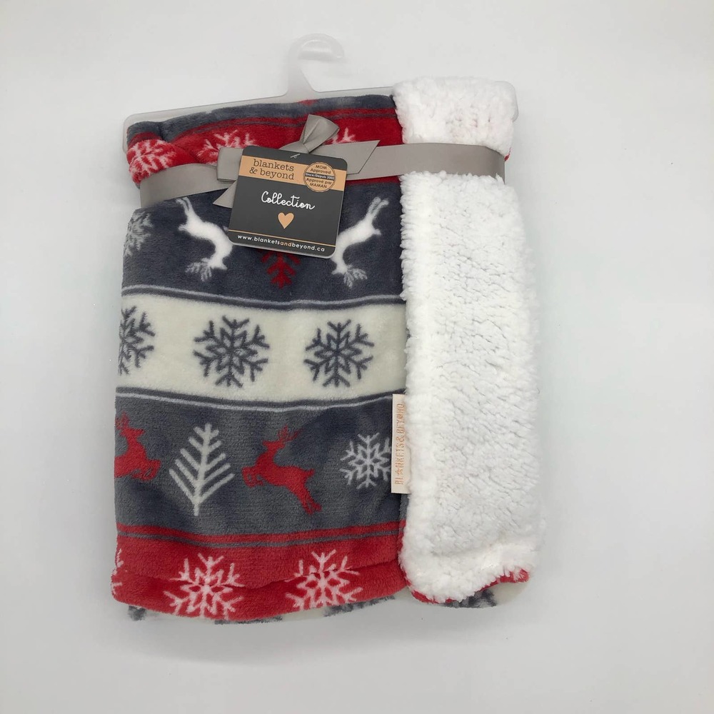 Blankets & Beyond Christmas Sherpa Baby Blanket Jumping Reindeer Deer Snowflakes